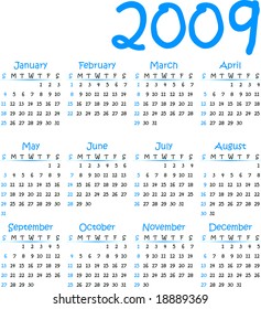 Vector calender 2009. Fully editable, easy color change. To see similar, please visit my gallery.