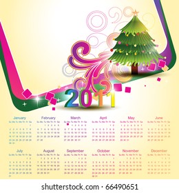 vector calender with christmas tree