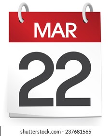 Vector of a calender of the date March 22nd.