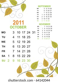 vector calender for new year 2011