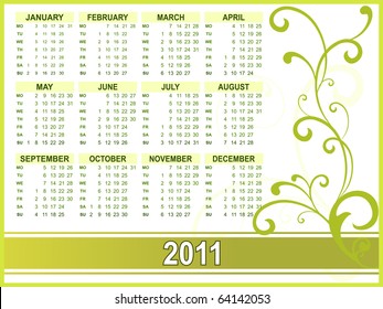 Vektorkalender für das neue Jahr 2011