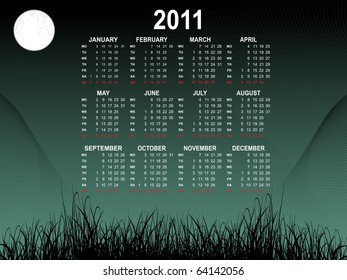 Vektorkalender für das neue Jahr 2011