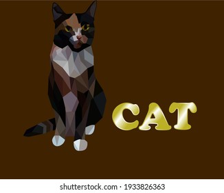 Vector of calico cat in carton style.Isolated on white background