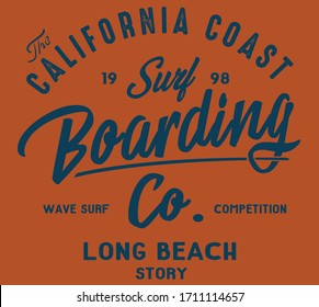 vector california coast and surf illustration for tshirt print