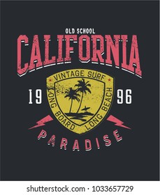 vector california surf vintage print 