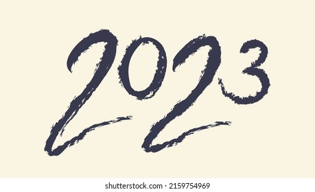 Vector caligraphy of 2023 like symbol new year. Happy new year 2023. Hand drawing lettering.