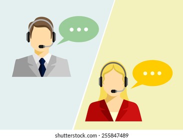 Vector call center avatar flat icons