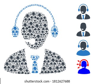 Vector call center director mosaic is designed of random recursive call center director icons. Recursive composition of call center director. Some other icons are present in this vector.