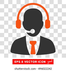 Vector Call Center EPS vector pictogram. Illustration style is flat iconic bicolor orange and gray symbol on a transparent background.