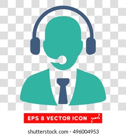 Vector Call Center EPS vector pictograph. Illustration style is flat iconic bicolor cobalt and cyan symbol on a transparent background.