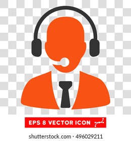 Vector Call Center EPS vector pictograph. Illustration style is flat iconic bicolor gray and orange symbol on a transparent background.