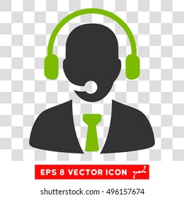 Vector Call Center EPS vector pictograph. Illustration style is flat iconic bicolor eco green and gray symbol on a transparent background.