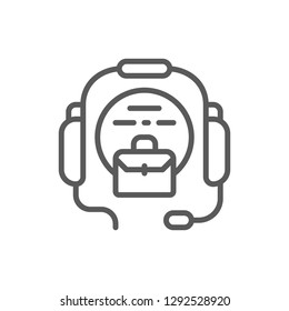 Vector call center, headset line icon. Symbol and sign illustration design. Isolated on white background