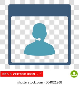 Vector Call Center Manager Calendar Page EPS vector icon. Illustration style is flat iconic bicolor cyan and blue symbol on a transparent background.