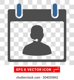 Vector Call Center Manager Calendar Day EPS vector pictograph. Illustration style is flat iconic bicolor cobalt and gray symbol on a transparent background.
