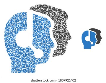 Das Mosaik des Vector Call Center ist mit vereinzelten rekursiven Call Center-Piktogrammen organisiert. Recursive Mosaik für Call Center.