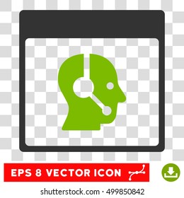Vector Call Center Operator Calendar Page EPS vector pictogram. Illustration style is flat iconic bicolor eco green and gray symbol on a transparent background.