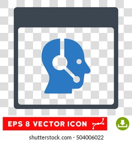 Vector Call Center Operator Calendar Page EPS vector pictograph. Illustration style is flat iconic bicolor smooth blue symbol on a transparent background.