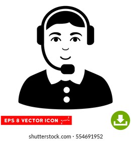 Vector Call Center Operator EPS vector pictograph. Illustration style is flat iconic black symbol on a transparent background.
