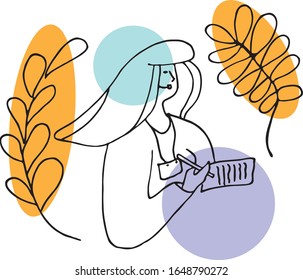 Vector call center operator. Lines and circles design. Simple flat graphics. Avatar customer service. Cell consultant neutral reaction.