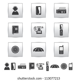 Vector Call center. square gray set icons