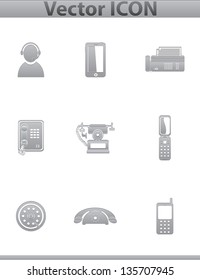 Vector Call center. square gray set icons