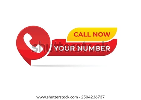 vector call us now sign template red and yellow color 
