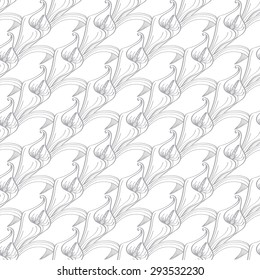 Vector Calla Lily Kala Flower Drawing Diagonal Seamless Pattern