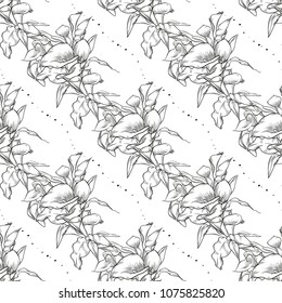 Vector callas seamless pattern of flowers