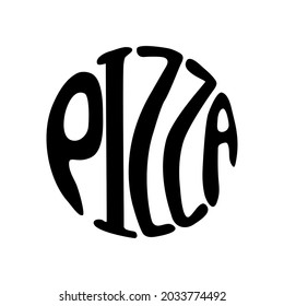 Vector calligramma of word Pizza. Isolated on white background.