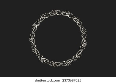 Vector calligraphic circle ornamental frame border editable background image