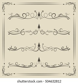 Vector calligraphic curled divider, decorative elements and page decor.
