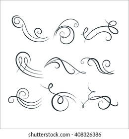 Vector Calligraphic Decorative Elements. Vintage Hand Drawn Flourishes. Elegant Flourish Filigree Shapes for Wedding Invitations, Certificates, Frame, Borders and Logos.