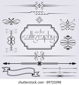 Vector calligraphic design element set