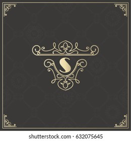 Vector calligraphic design elements and page decoration: frame, corner, monogram.