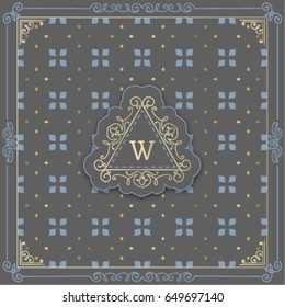 Vector calligraphic design elements and page decoration: frames, corner, monogram. Retro  background of tile pattern with Vector calligraphic design monogram & frame. V6