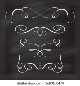 La caligrafía vectorial florece en el fondo de la pizarra.
