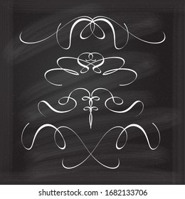 Kalligraphische Vektorillustration blüht auf Chalkboard-Hintergrund.