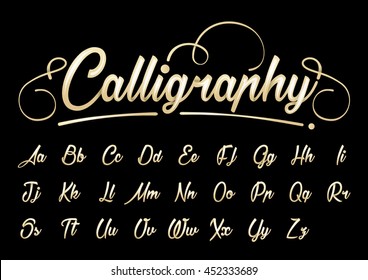 Vector of calligraphic font and alphabet