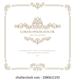 Vector calligraphic frame. Can be used for jewelry, beauty and fashion industry. Elegant, classic elements. Great for logo, monogram, invitation, flyer, menu, brochure, packaging, emblem, background.