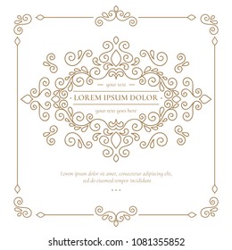 Vector calligraphic frame. Can be used for jewelry, beauty and fashion industry. Elegant, classic elements. Great for logo, monogram, invitation, flyer, menu, brochure, packaging, emblem, background.