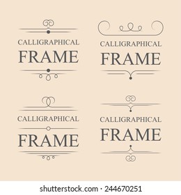 Vector Calligraphic Frame Elements. Decorative Elements. Eps10