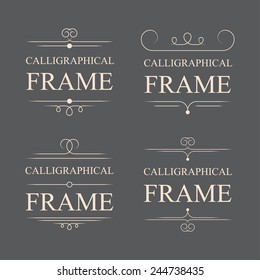 Vector calligraphic frame elements. Decorative elements. Eps10