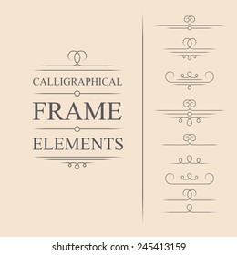 Vector calligraphic frame elements. Decorative elements. Eps10