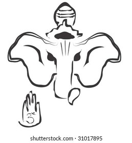 Vector with Calligraphic Ganesha - The Indian demigod
