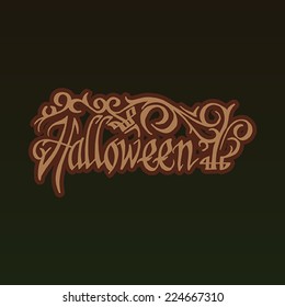 vector calligraphic Halloween tag