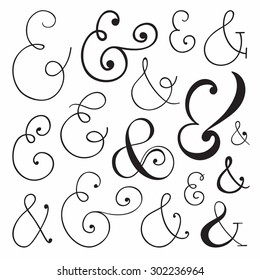 Vector calligraphic hand drawn ampersands collection. Good for wedding invitation, birthday card, web page design.