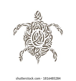 Vector Calligraphic Hand Drawn Turtle. Hand Drawn Modern Digital Calligraphy