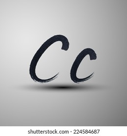 vector calligraphic hand-drawn marker or ink letter C