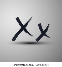 Vector Calligraphic Hand-drawn Marker Or Ink Letter X
